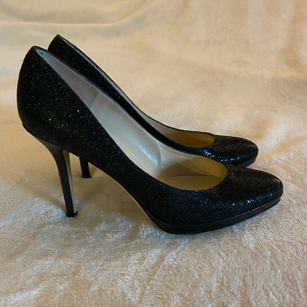Jimmy Choo Black Glitter Heels